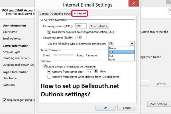 setting up BellSouth email in outlook